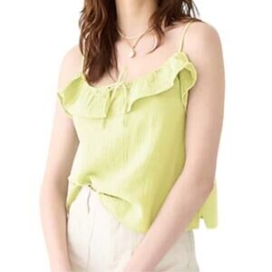 J.Crew Ruffle Soft Gauze Camisole Beach Summer Cruise Trip Crisp Aloe Yellow Med